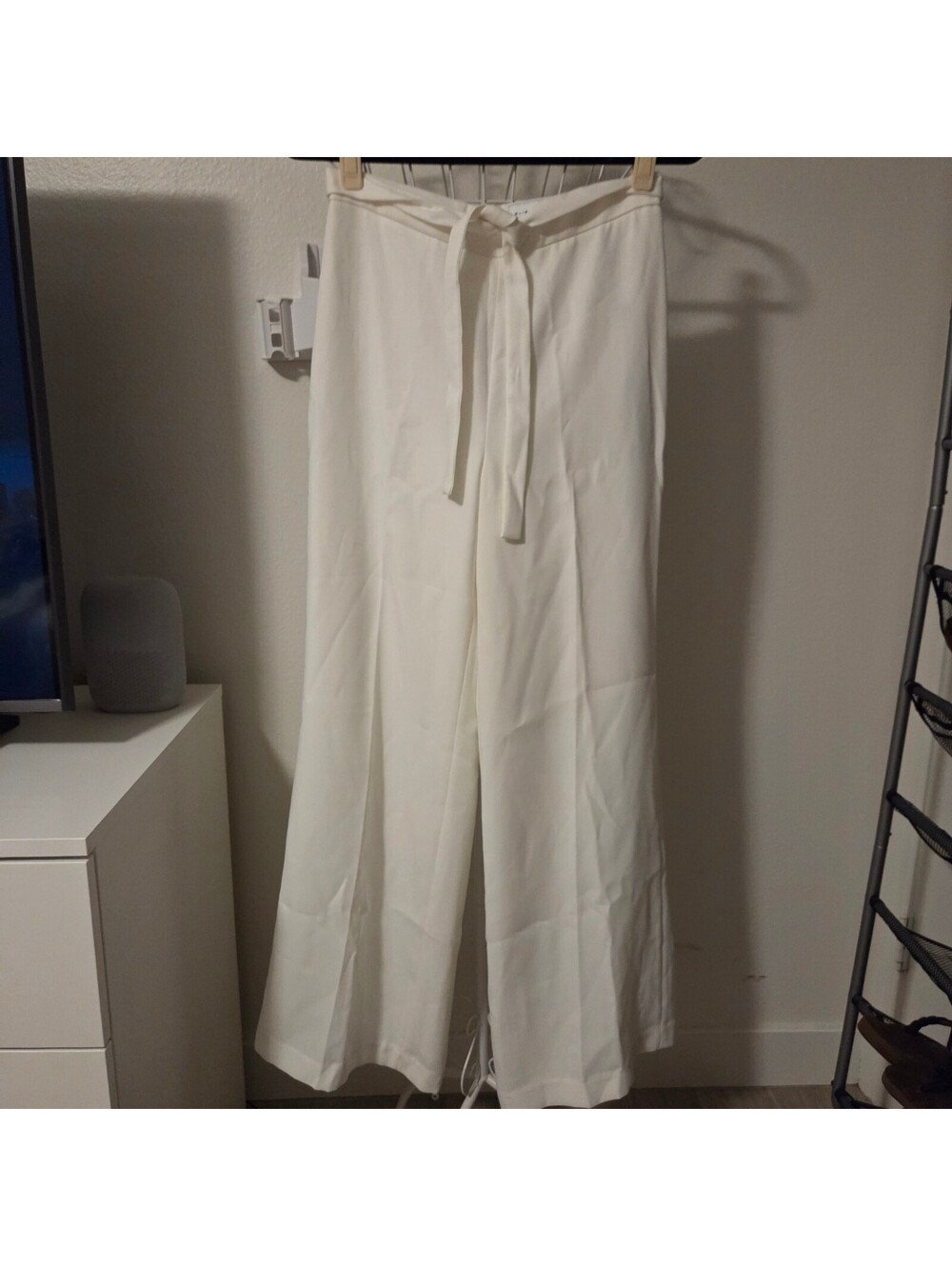 Elie Tahari White Wide-Leg Pants with Tie Waist Size 4